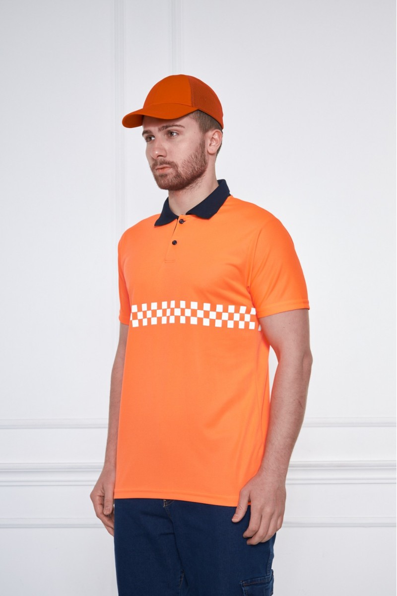 Turuncu İş Güvenliği Polo Yaka T-Shirt – Yüksek Görünürlüklü ve Konforlu İş Kıyafeti