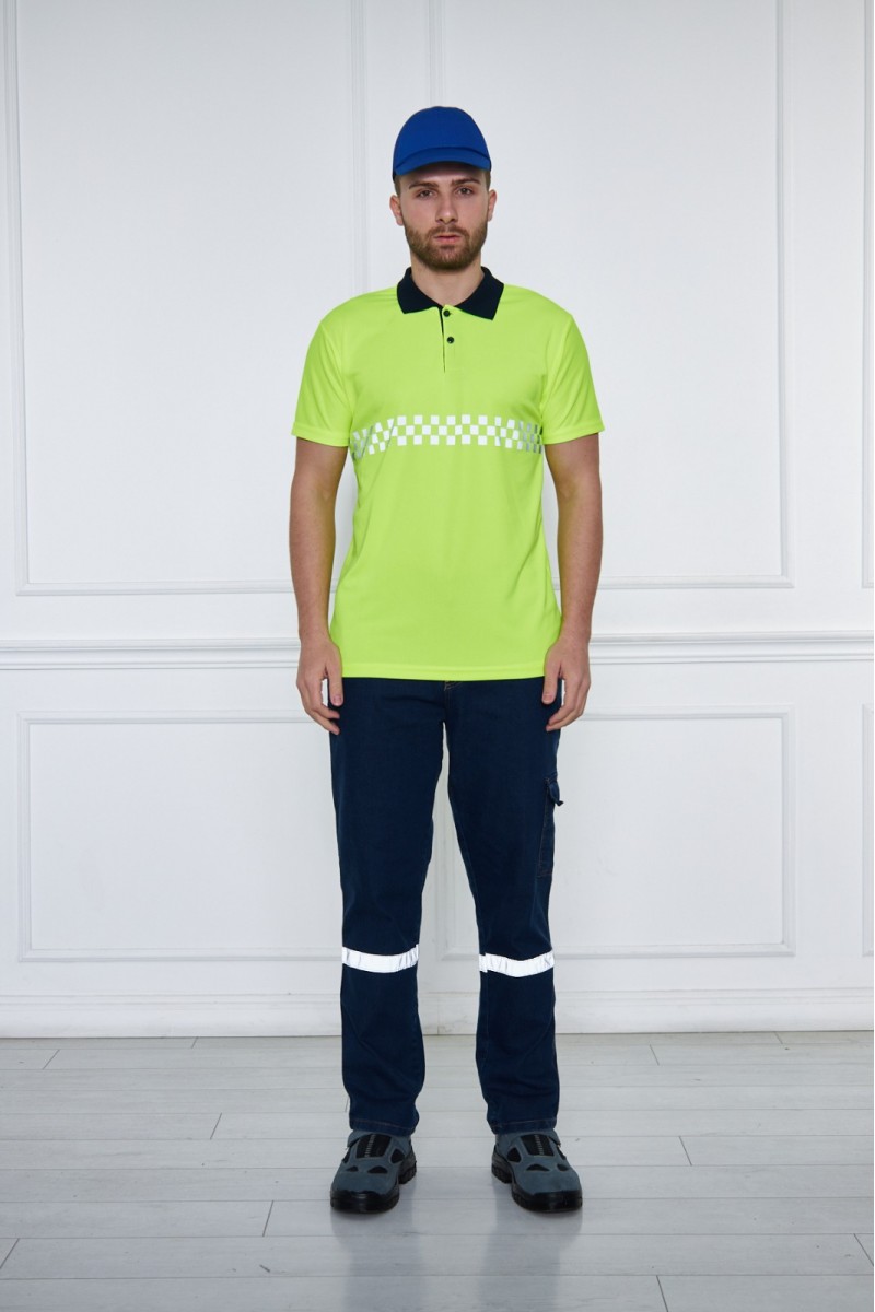 Yeşil İş Güvenliği Polo Yaka T-Shirt – Konforlu ve Dayanıklı İş Kıyafeti