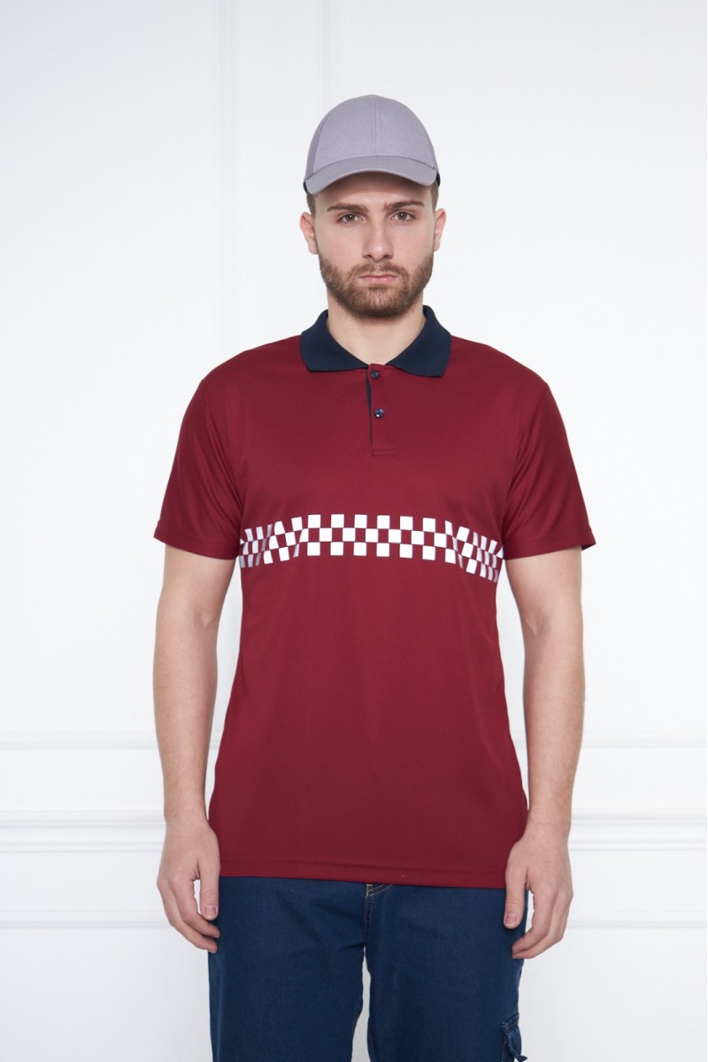 Bordo Reflektörlü İş Güvenliği Polo Yaka T-Shirt – Yüksek Görünürlüklü ve Dayanıklı İş Kıyafeti