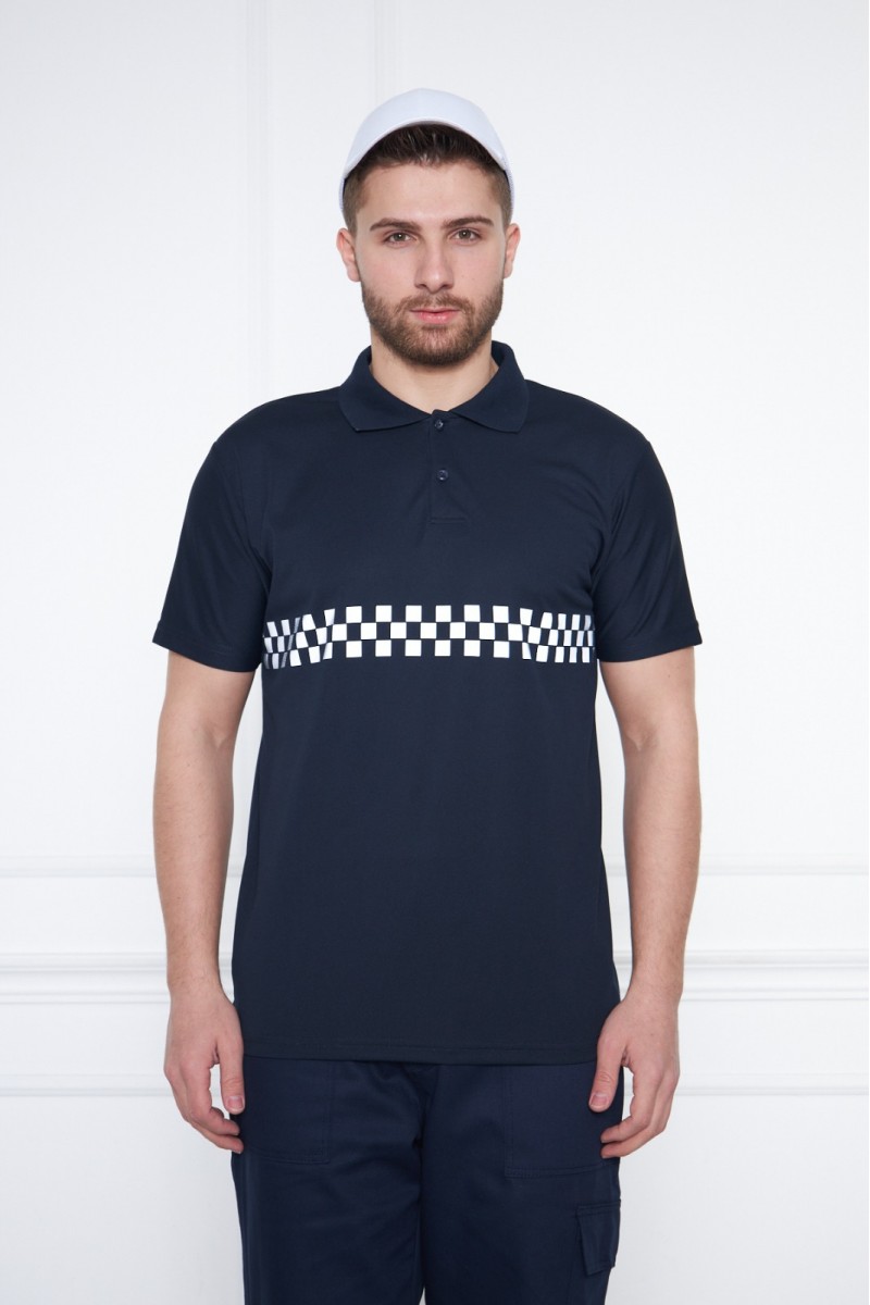 Reflektörlü Siyah İş Güvenliği Polo Yaka T-Shirt – Güvenli ve Konforlu İş Kıyafeti