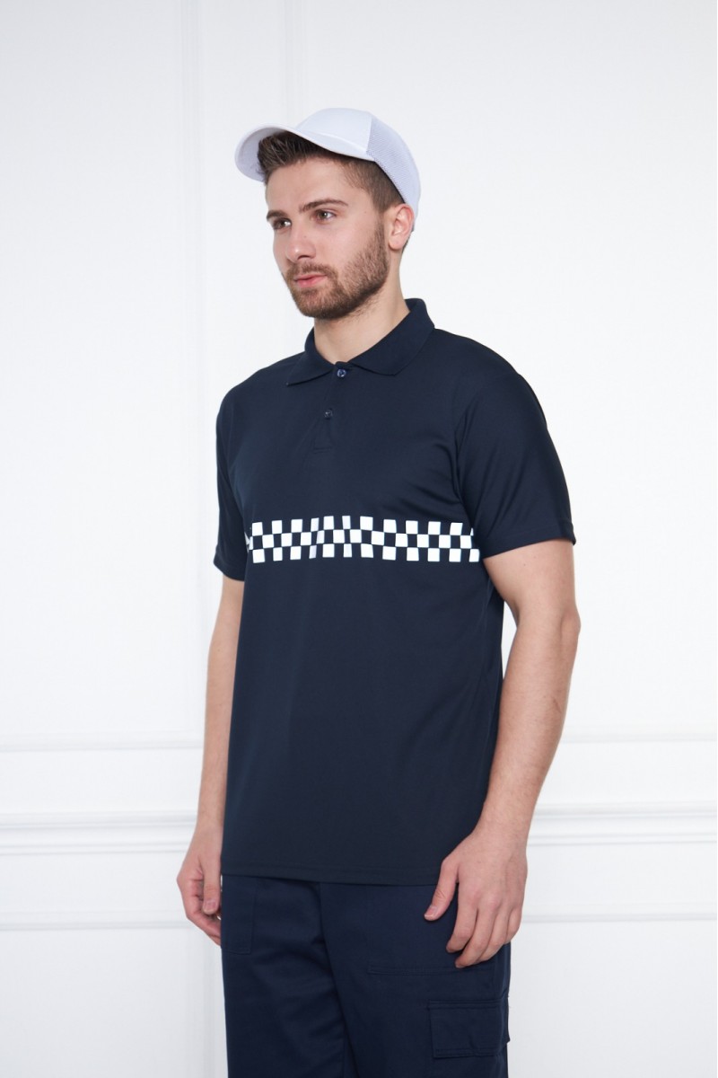 Reflektörlü Siyah İş Güvenliği Polo Yaka T-Shirt – Güvenli ve Konforlu İş Kıyafeti