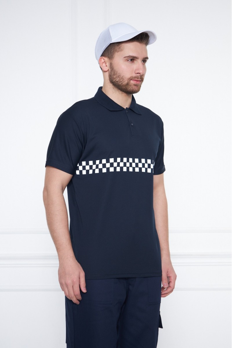 Reflektörlü Siyah İş Güvenliği Polo Yaka T-Shirt – Güvenli ve Konforlu İş Kıyafeti