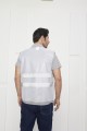 Beyaz Soft Fosforlu İkaz Yeleği – Yüksek Görünürlüklü İş Güvenliği Yeleği