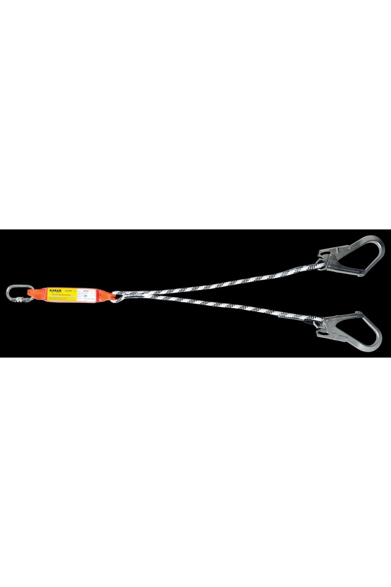 Çift Kol Şok Emicili Lanyard Statik Halatlı Karabinalı