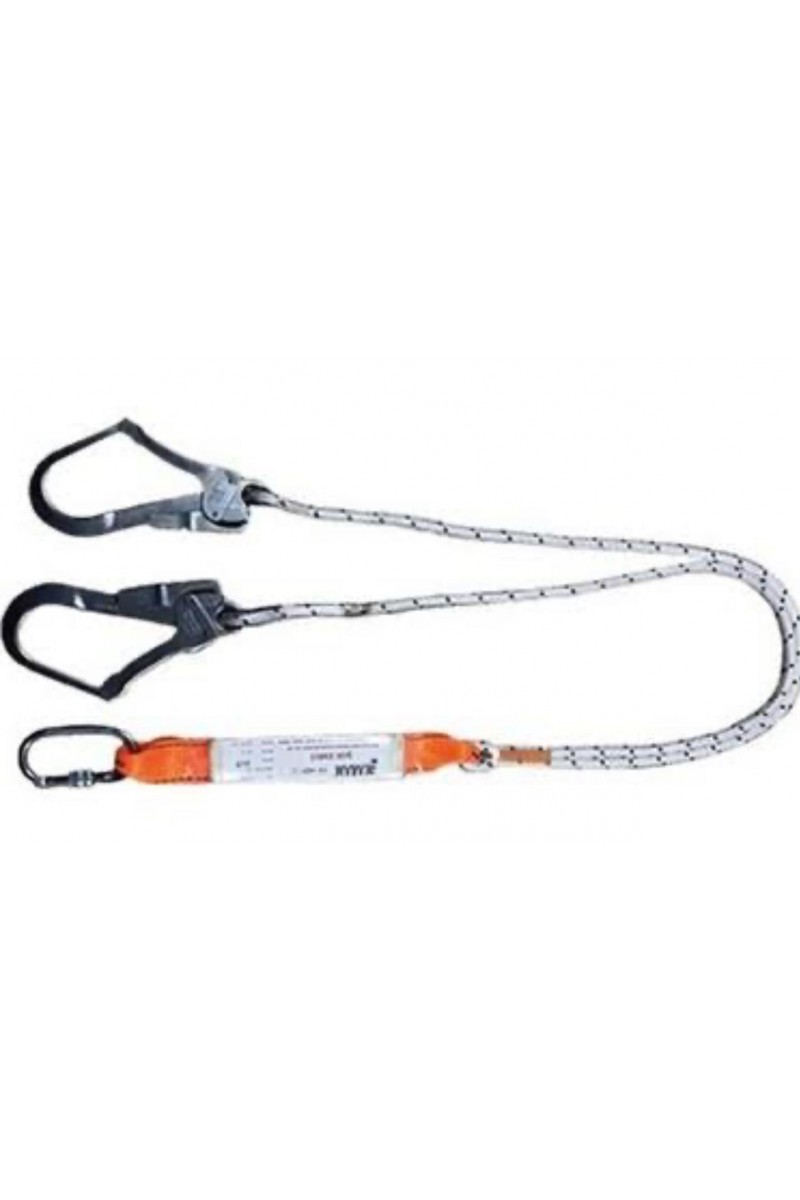 Çift Kol Şok Emicili Lanyard Statik Halatlı Karabinalı